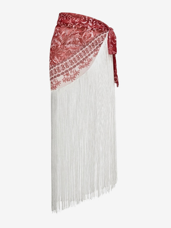 Red Lace-Up Floral Strappy Beach Cover-Up — view 15