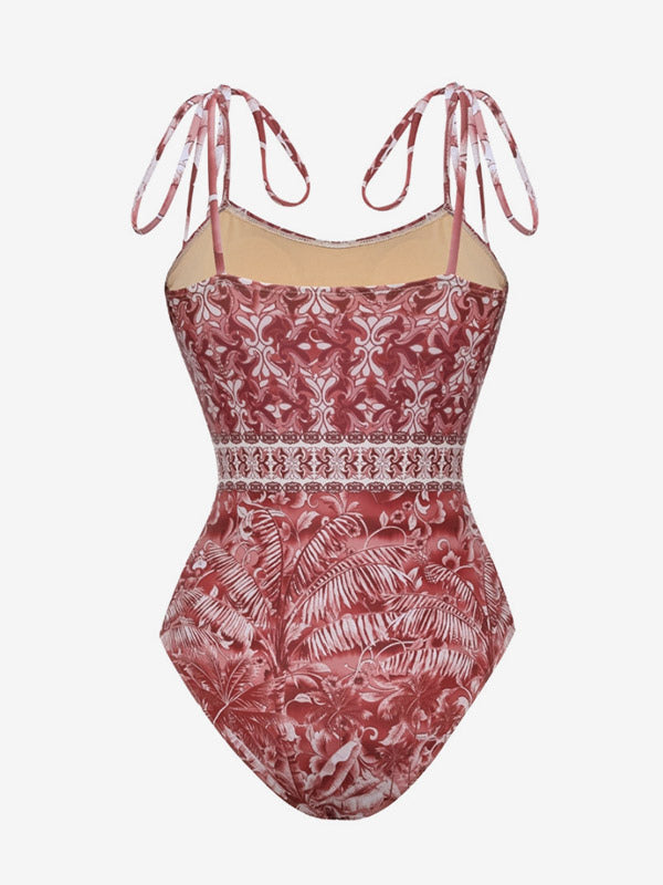 Red Lace-Up Floral Strappy Beach Cover-Up — view 13