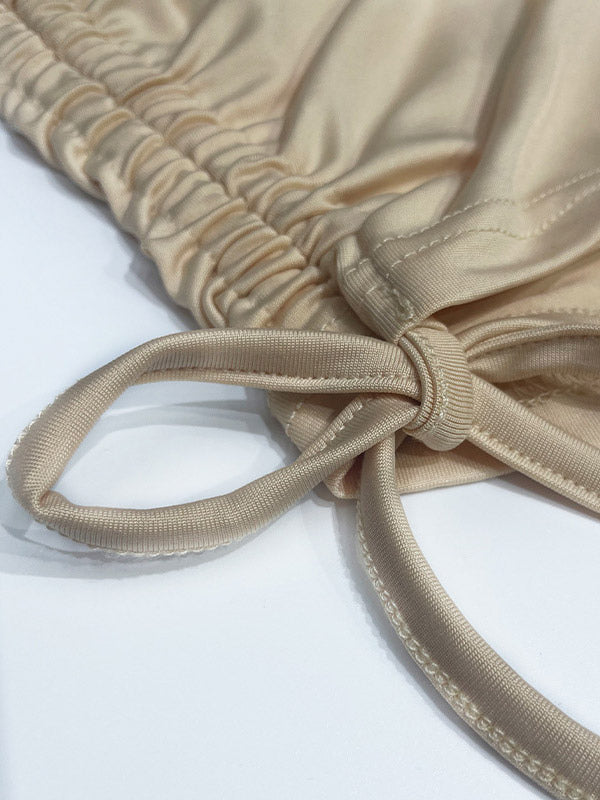 Apricot Lace-Up Short-Sleeve Two-Piece Set — view 7