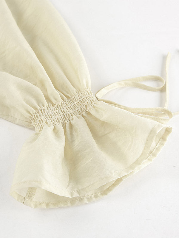 Ivory Long-Sleeve V-Neck Ruffle Two-Piece Set — view 11