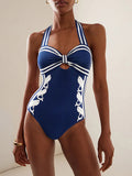 Blue Lace-Up Halter-Neck Beach Cover-Up — view 1