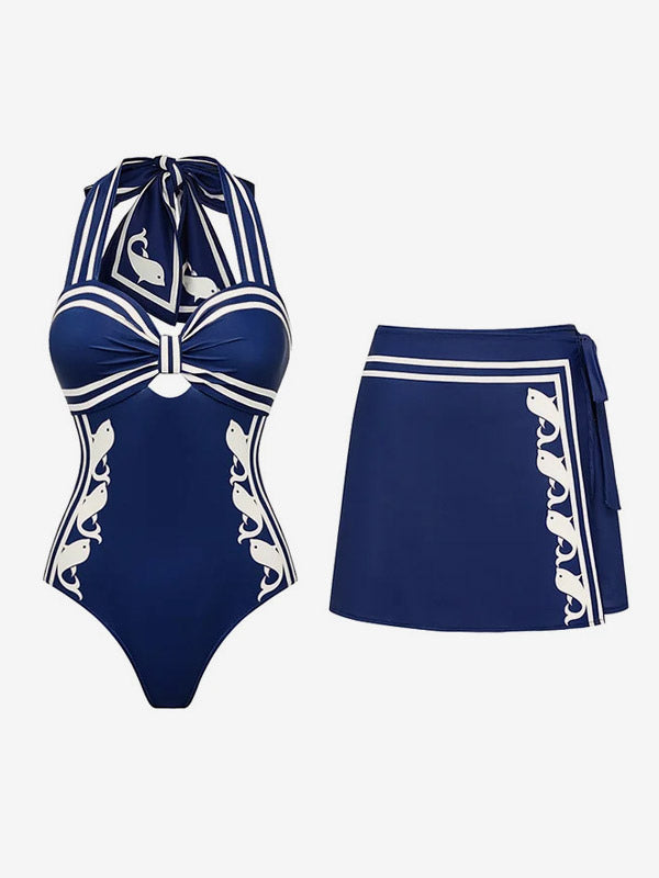 Blue Lace-Up Halter-Neck Beach Cover-Up — view 4