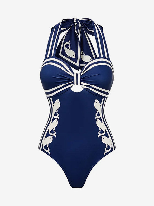 Blue Lace-Up Halter-Neck Beach Cover-Up — view 5