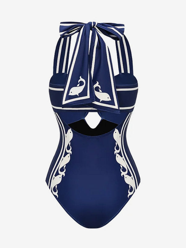 Blue Lace-Up Halter-Neck Beach Cover-Up — view 6