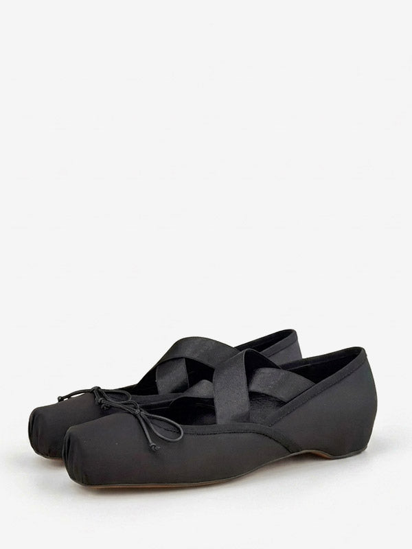 Apricot Square-Toe Slip-On Bow Detail Ballet Flats — view 5