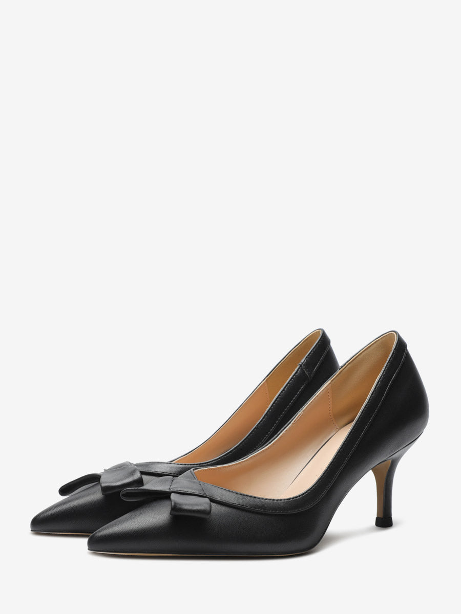 red pointed toe kitten heel slip on court shoes — view 1