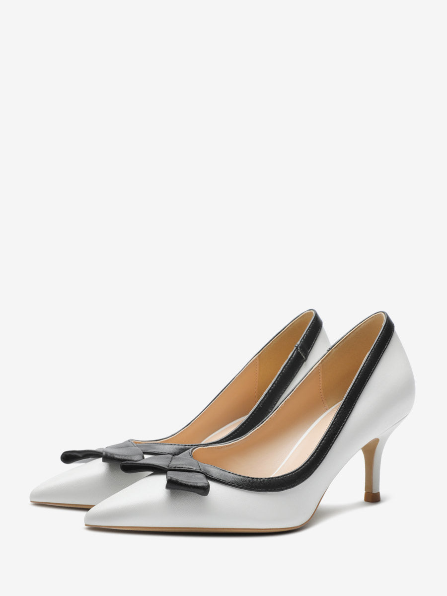 Red Pointed-Toe Kitten Heel Slip-On Court Shoes — view 2