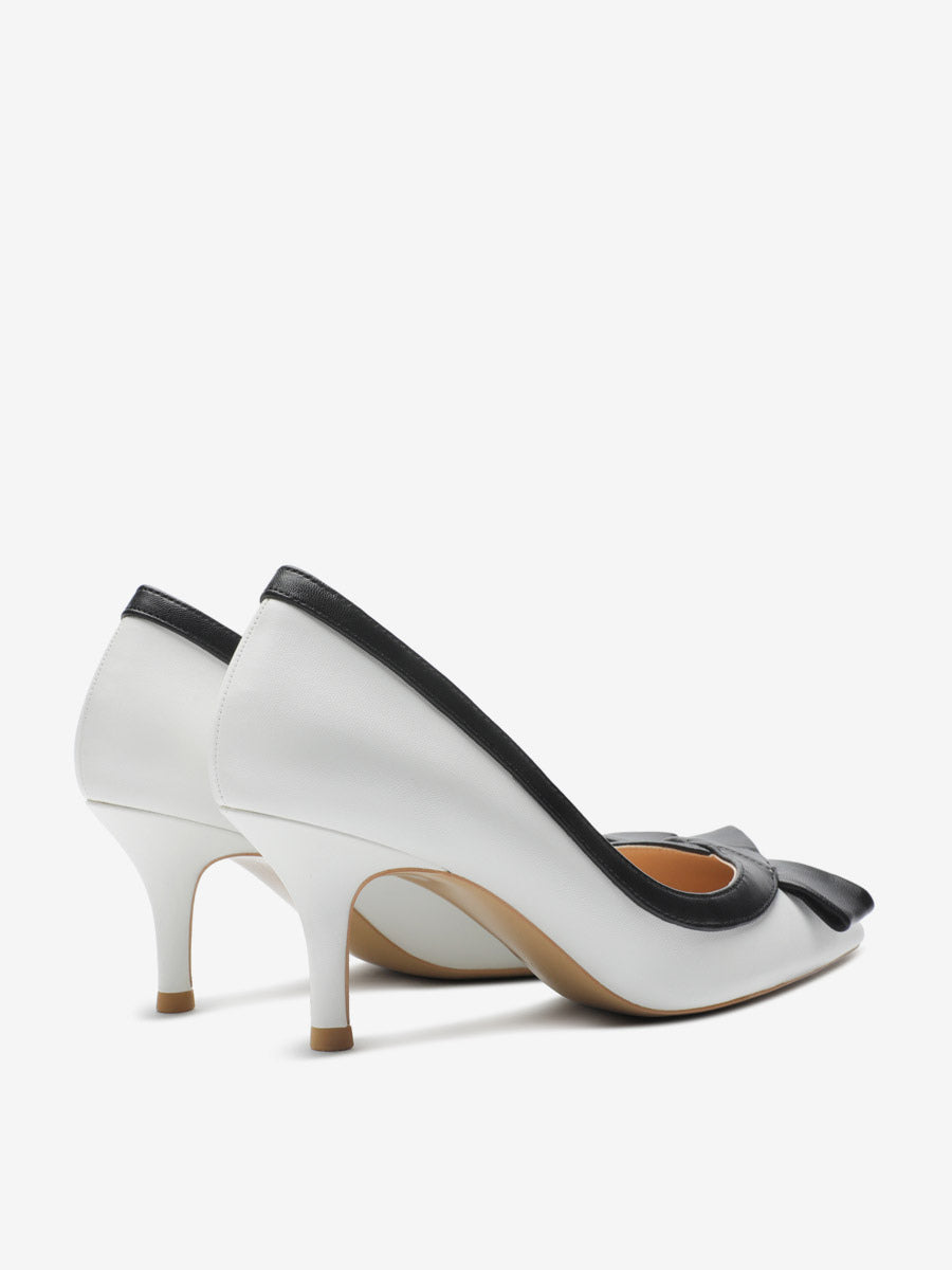 Red Pointed-Toe Kitten Heel Slip-On Court Shoes — view 12