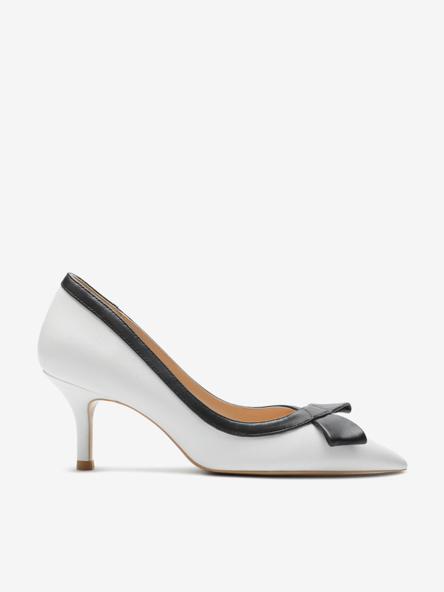 red pointed toe kitten heel slip on court shoes — view 11