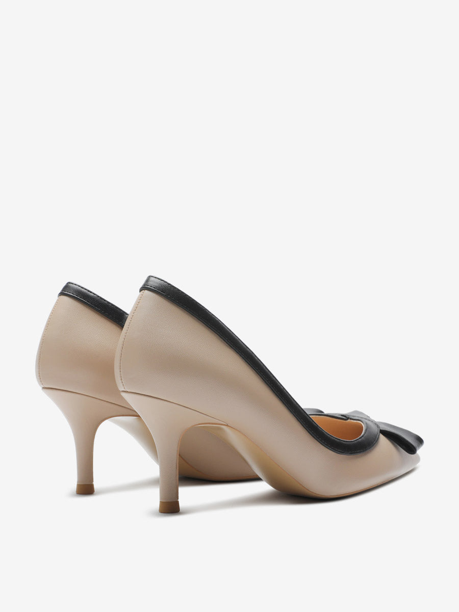 red pointed toe kitten heel slip on court shoes — view 10