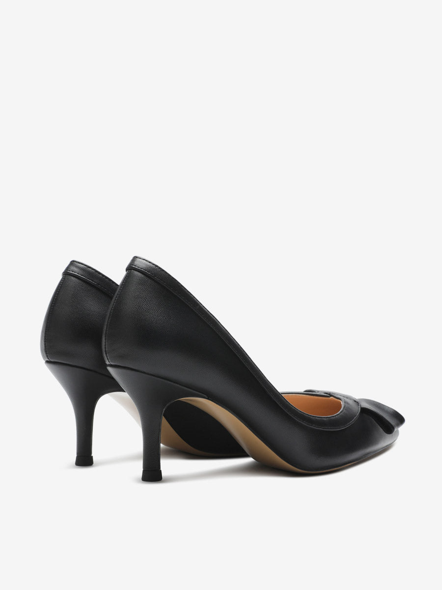 Red Pointed-Toe Kitten Heel Slip-On Court Shoes — view 14
