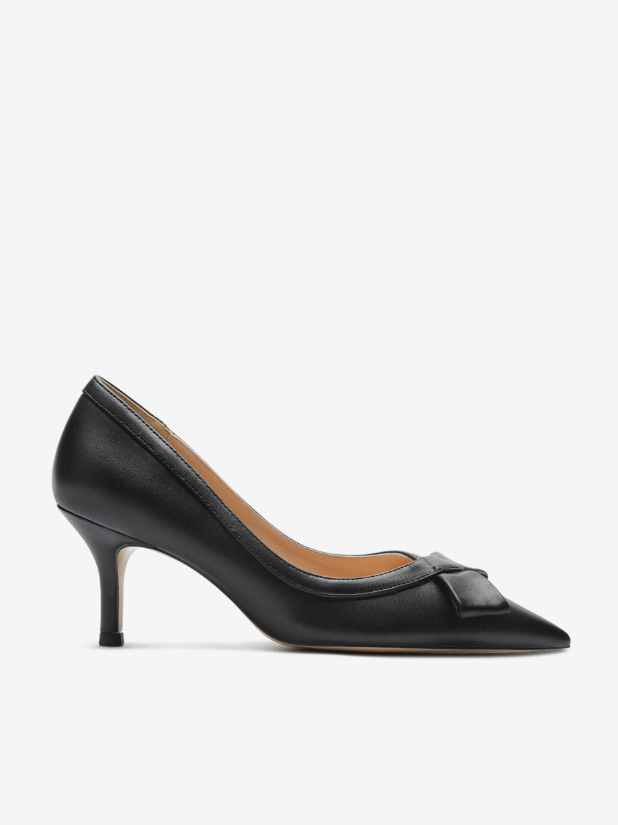 Red Pointed-Toe Kitten Heel Slip-On Court Shoes — view 6