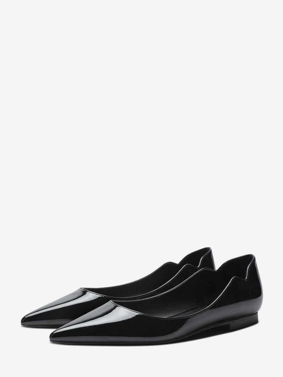 red pointed toe slip on ballet flats — view 1
