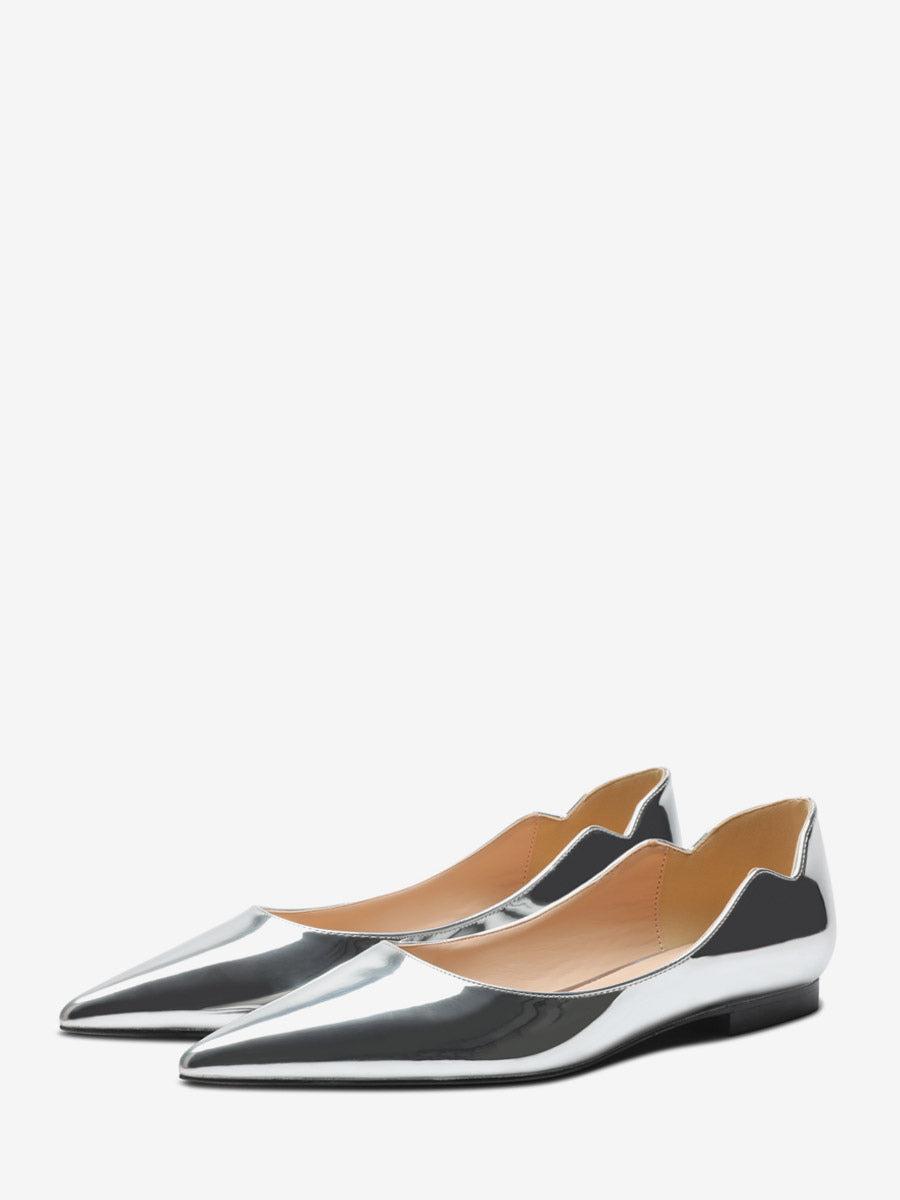 red pointed toe slip on ballet flats — view 3