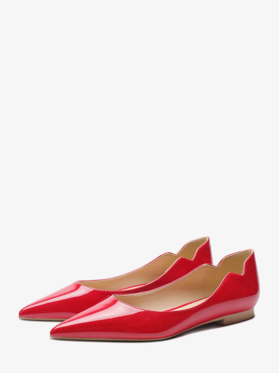 Red Pointed-Toe Slip-On Ballet Flats — view 4