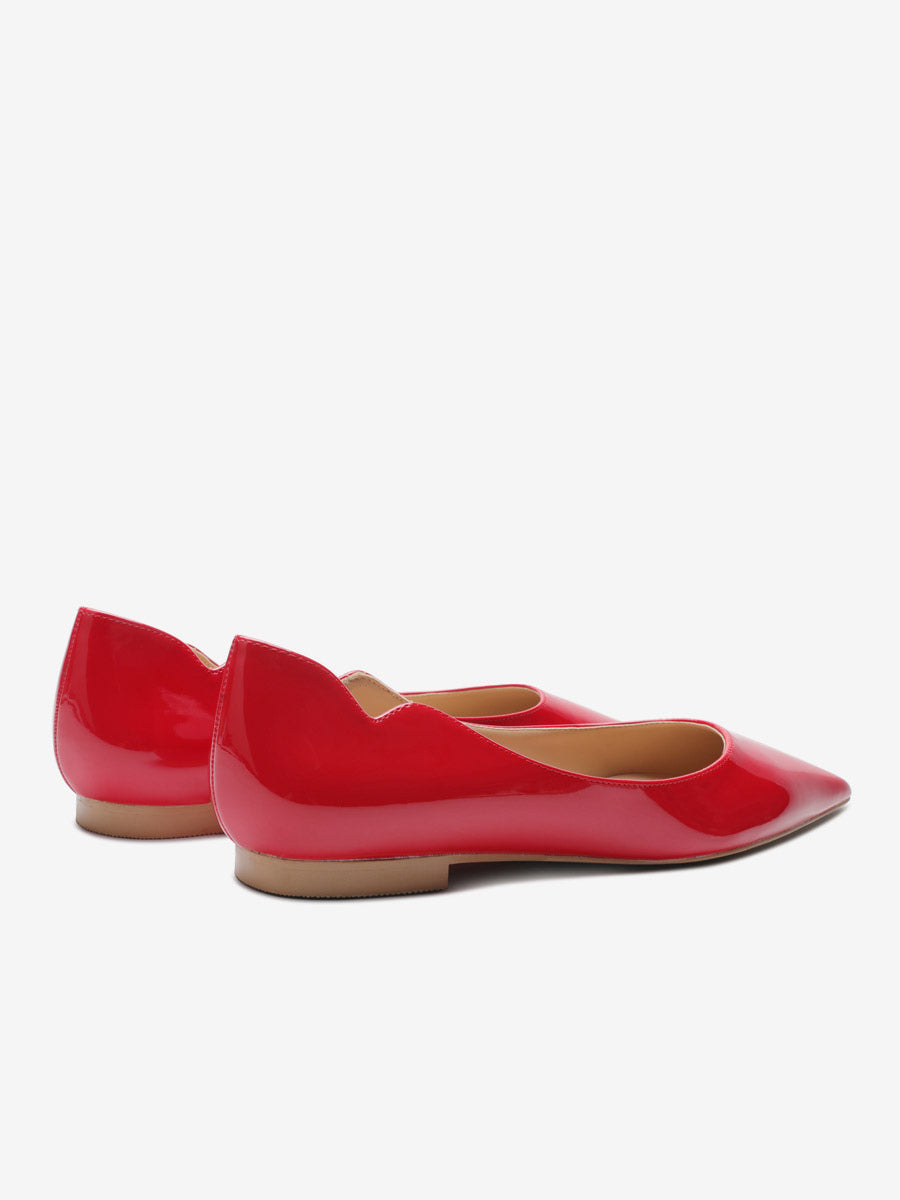 Red Pointed-Toe Slip-On Ballet Flats — view 16