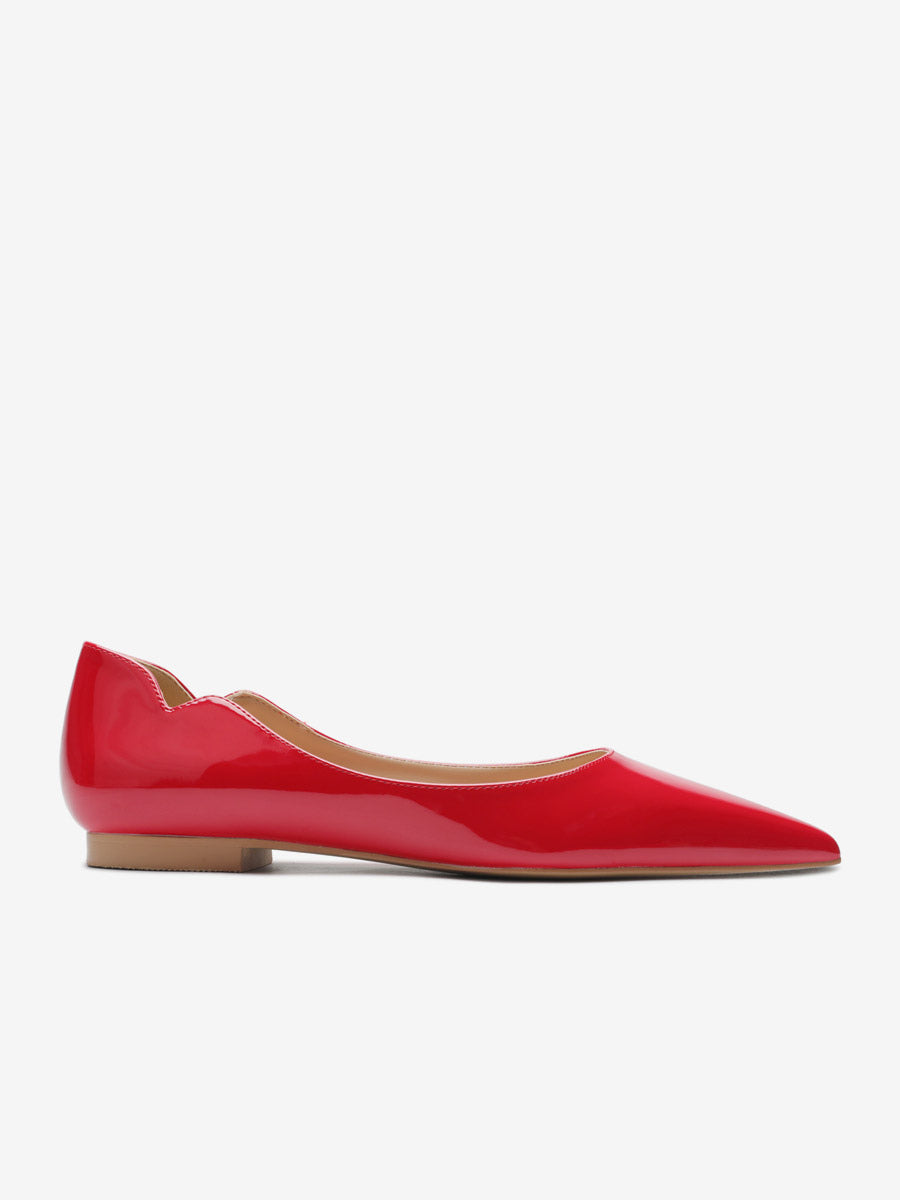 Red Pointed-Toe Slip-On Ballet Flats — view 15