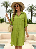 green long sleeve beach cover up — view 7
