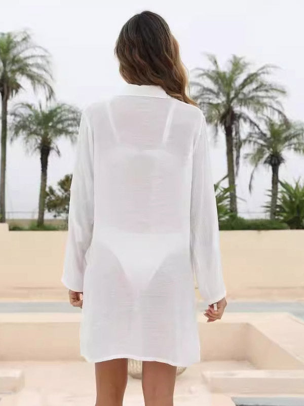 green long sleeve beach cover up — view 4