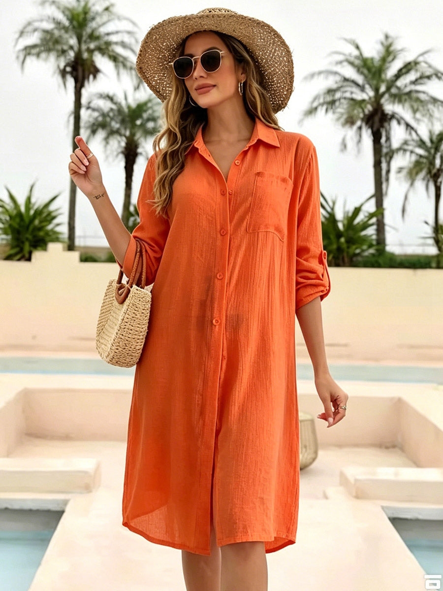 green long sleeve beach cover up — view 6