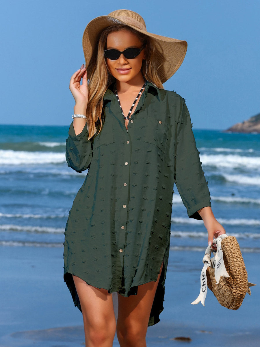 hunter green beach cover up — view 4