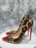 Leopard Print Pointed-Toe Stiletto Court Shoes — view 1