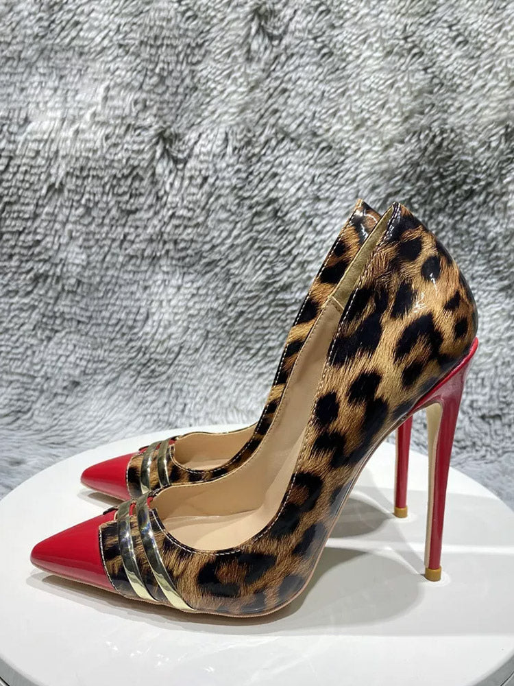 leopard print pointed toe stiletto court shoes — view 1
