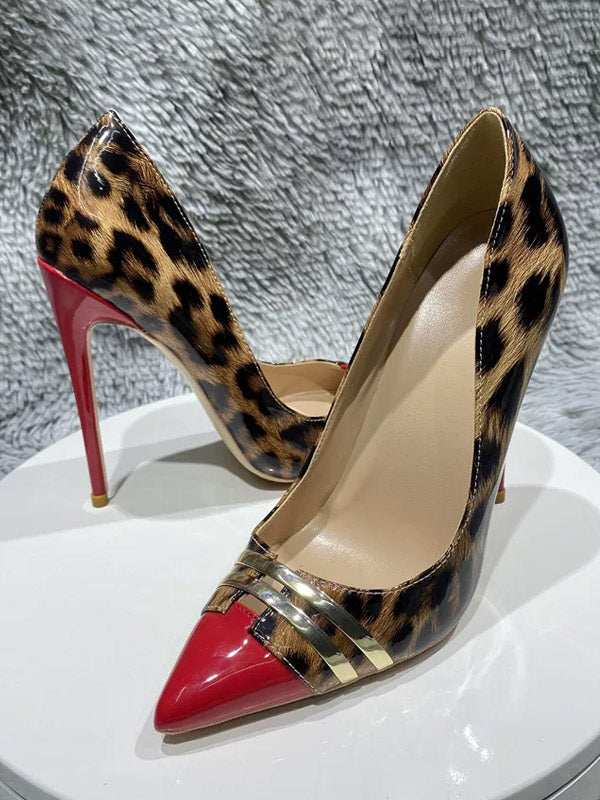 leopard print pointed toe stiletto court shoes — view 2
