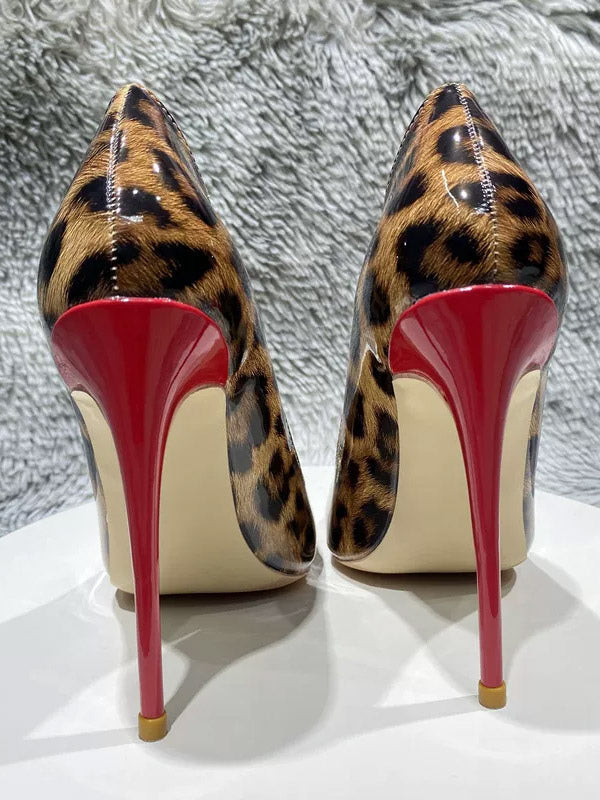 leopard print pointed toe stiletto court shoes — view 3