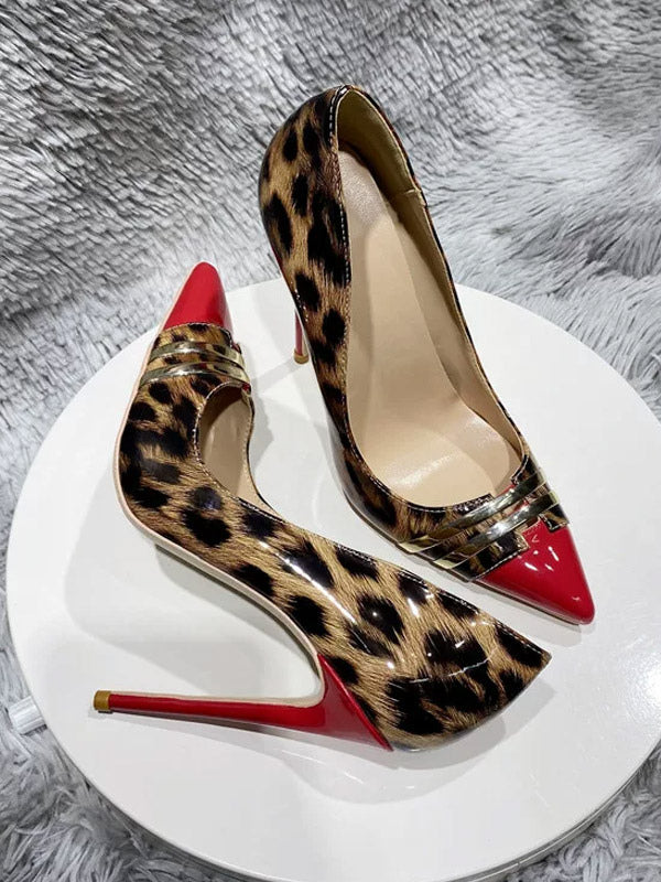 leopard print pointed toe stiletto court shoes — view 4