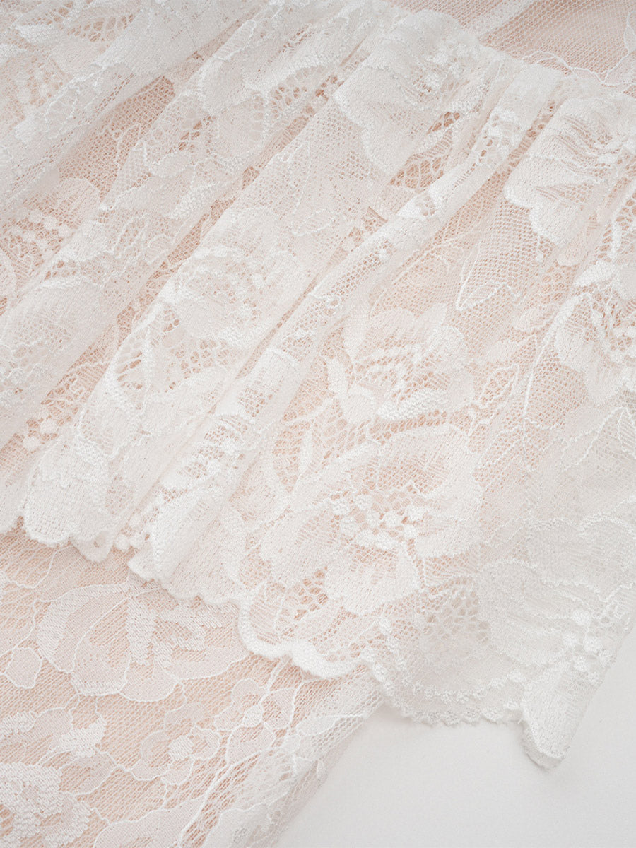 Black Long-Sleeve Collared Lace Dress — view 15