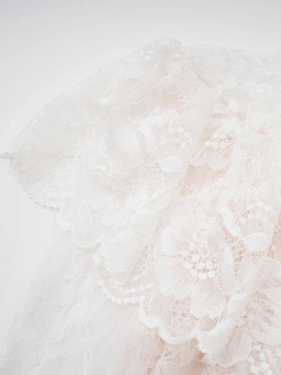 Black Long-Sleeve Collared Lace Dress — view 14