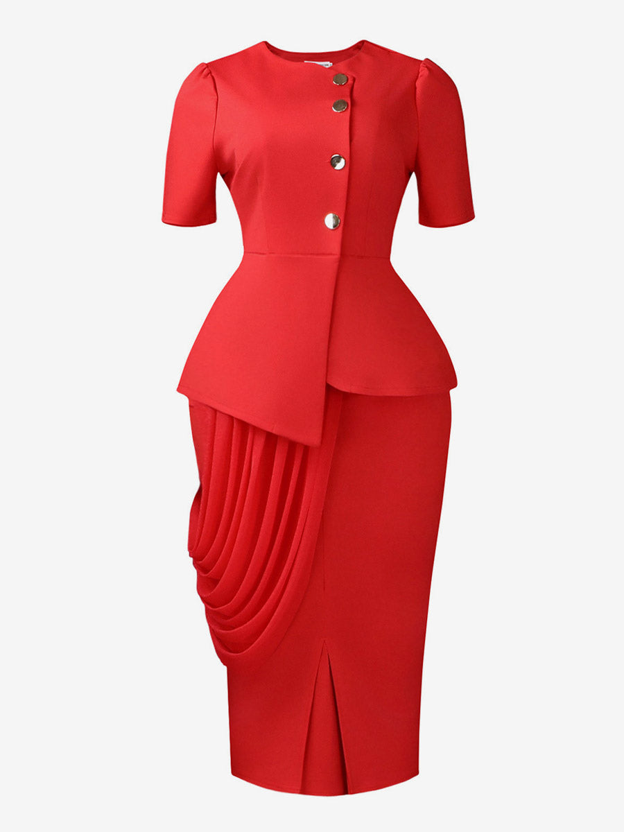Yellow Short-Sleeve Pleated Two-Piece Set — view 11