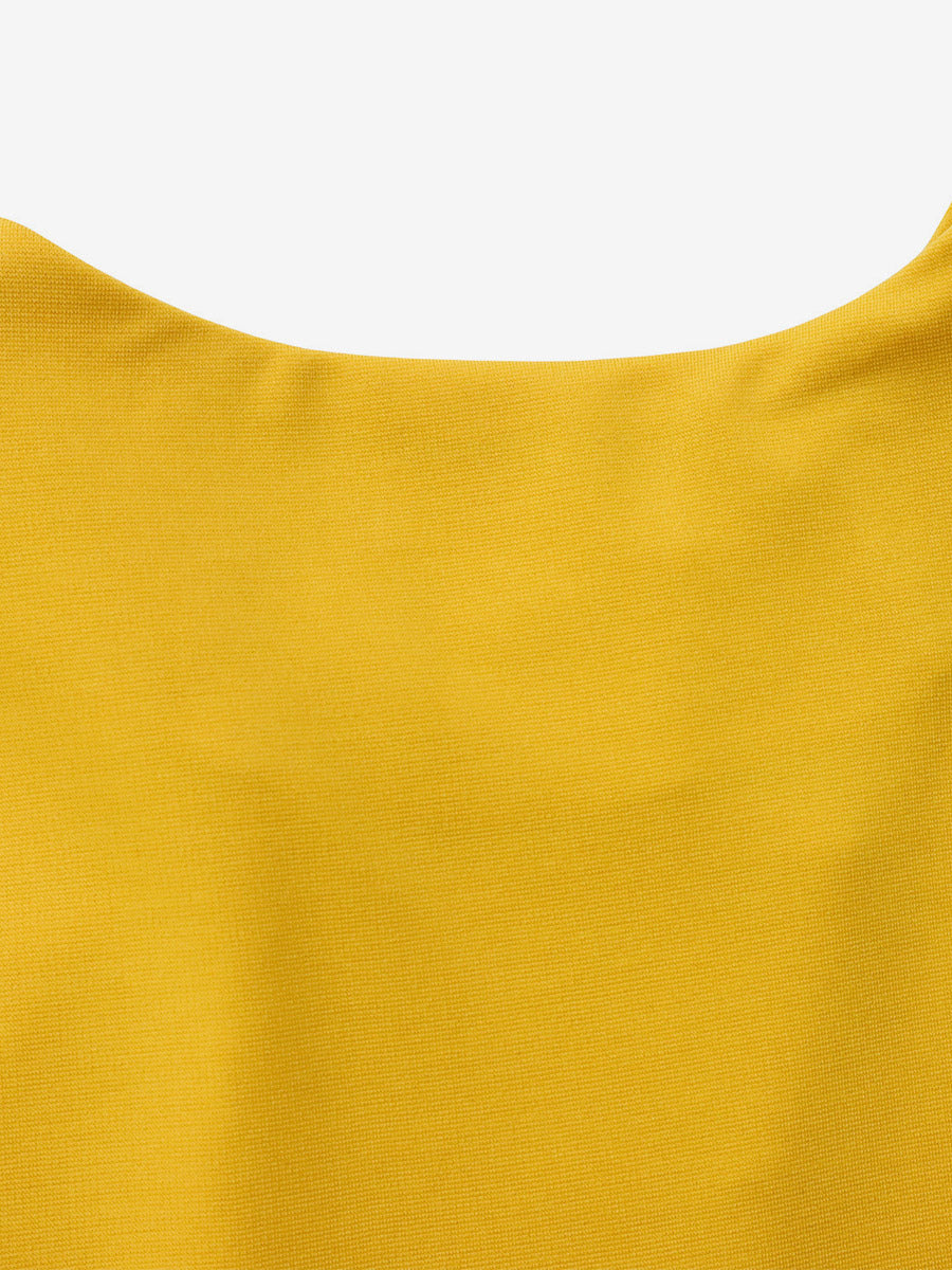 yellow short sleeve pleated two piece set — view 7