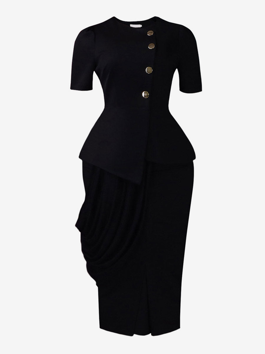 Yellow Short-Sleeve Pleated Two-Piece Set — view 15