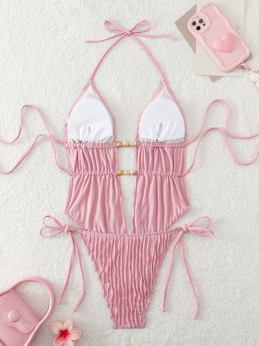 Yellow Lace-Up Swimsuit — view 5