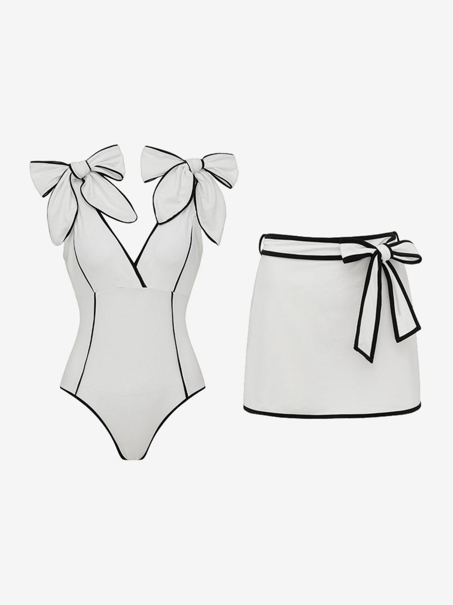 Black Sleeveless V-Neck Bow Detail Beach Cover-Up — view 5