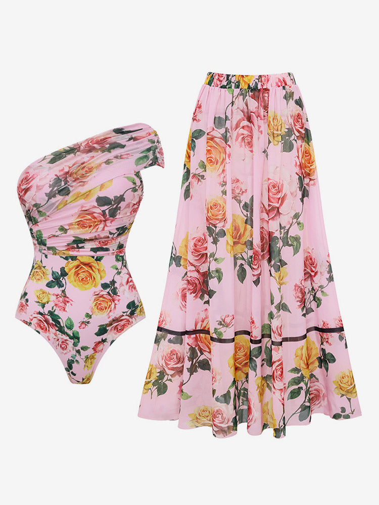 pink floral swimsuit — view 4