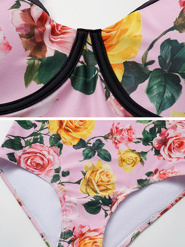 pink floral strappy swimsuit — view 5