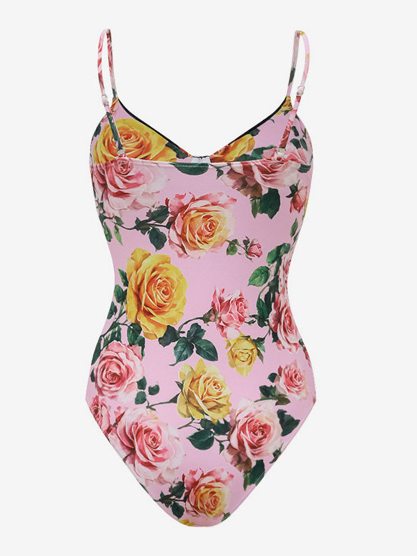 pink floral strappy swimsuit — view 6