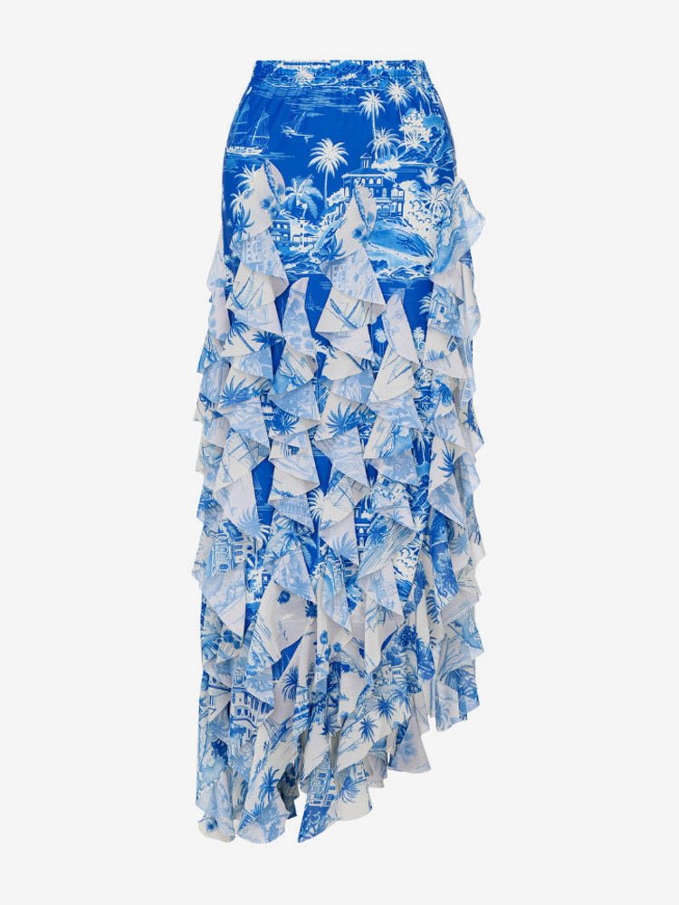 blue ruffle swimsuit — view 7
