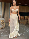 Apricot Sleeveless Ruffle Strappy Beach Cover-Up — view 1