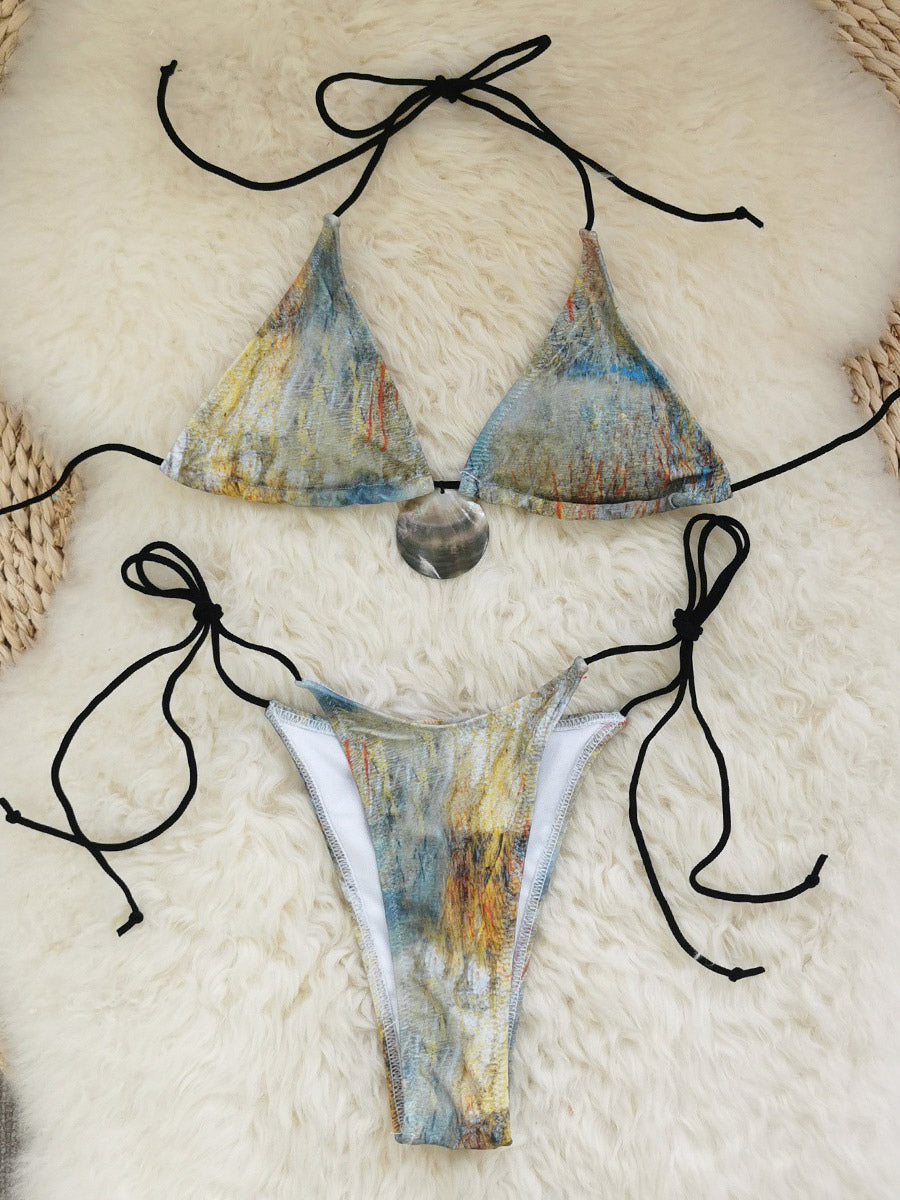 blue lace up bikini set — view 2