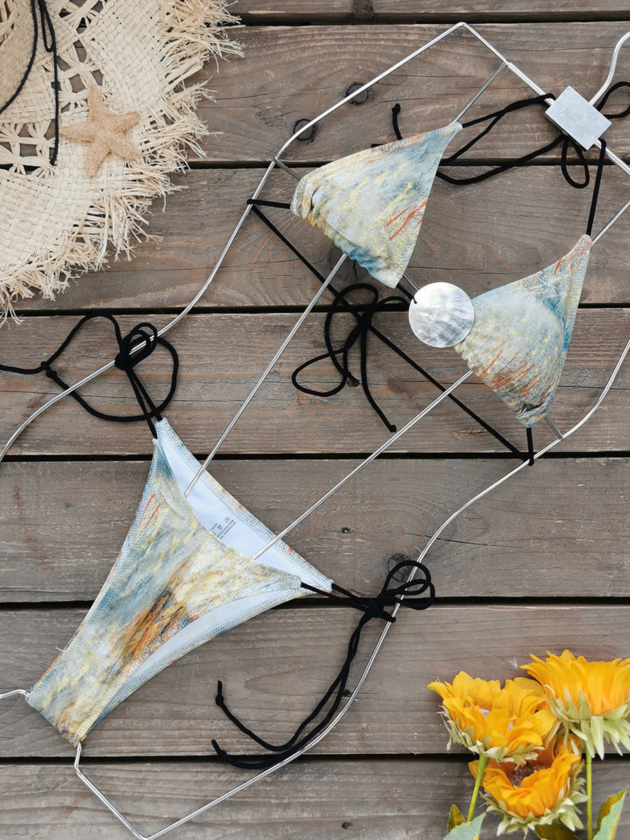 blue lace up bikini set — view 6