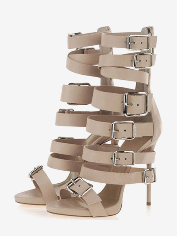Apricot Open-Toe Buckle Gladiator Sandals — view 2