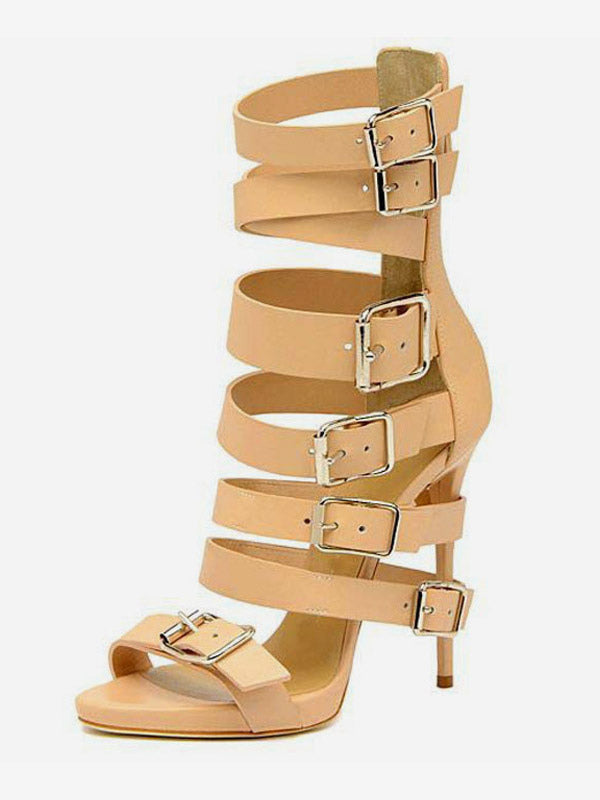 Apricot Open-Toe Buckle Gladiator Sandals — view 3