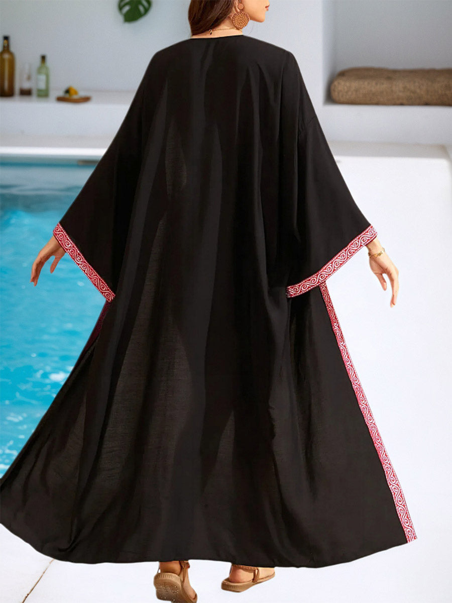 gold long sleeve ruffle beach cover up — view 4