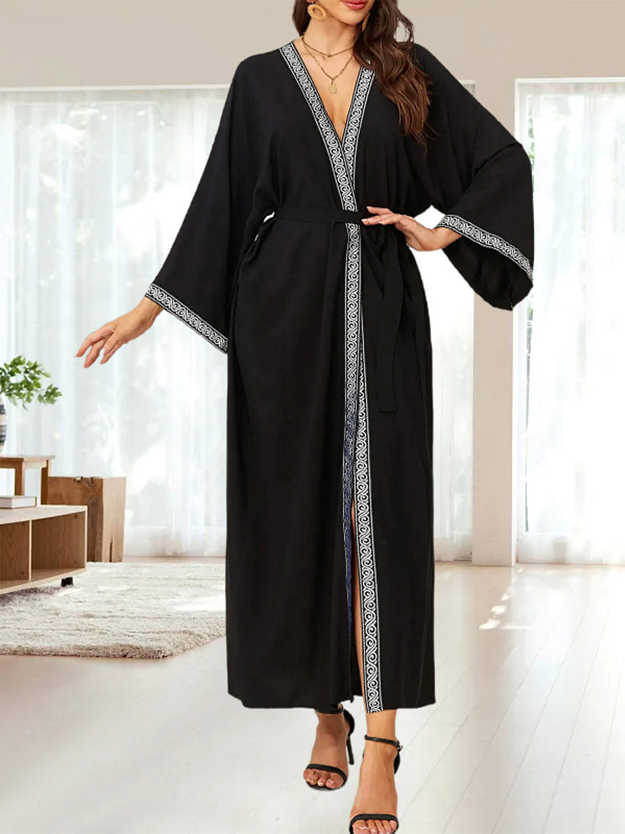 Gold Long-Sleeve Ruffle Beach Cover-Up — view 14