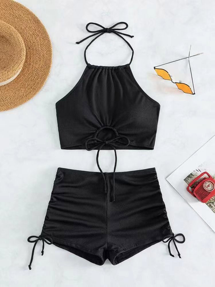 Brown Lace-Up Bikini Set — view 4
