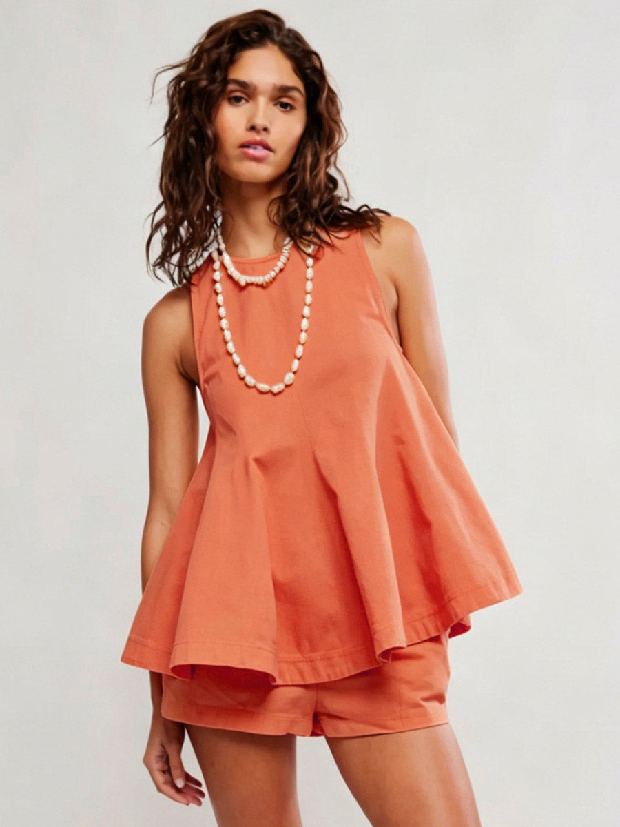 Ivory Sleeveless Denim Mini Dress — view 16